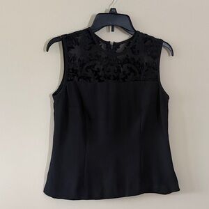 Petite Sophisticate Black Lace Detail Blouse
